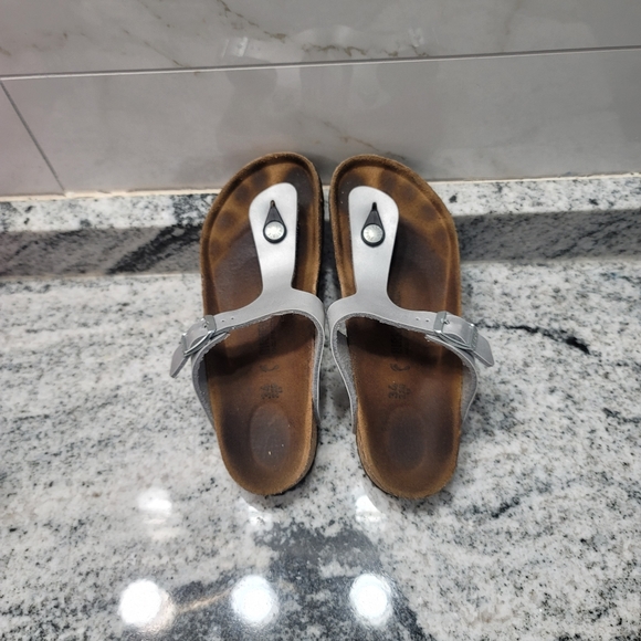 Birkenstock Gizeh Thong Sandals Birko-flor- G Pearl Silver Womens Size 34 - Picture 1 of 6